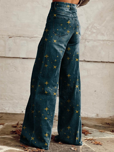 Celeste | Elephant Leg Pants with Star Print