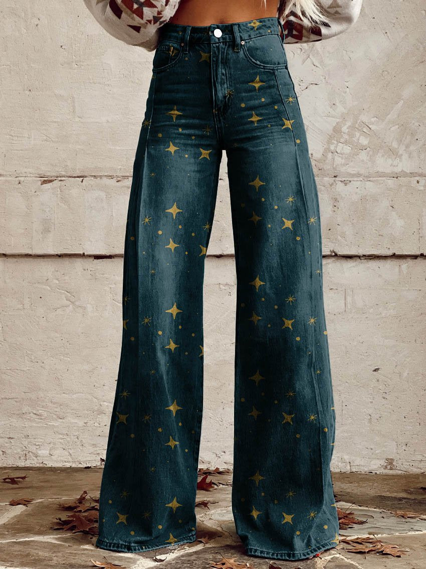 Celeste | Elephant Leg Pants with Star Print