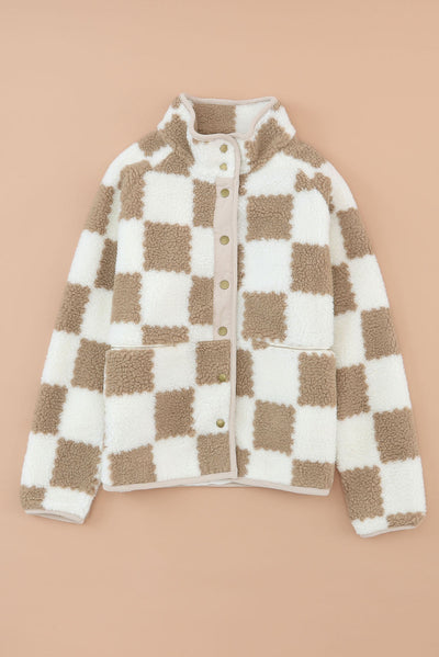 Caffey | Brown Plaid Sherpa Jacket