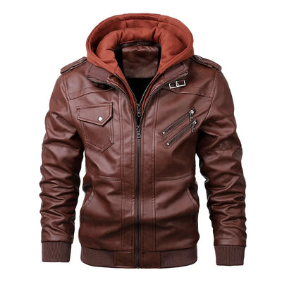 Jacob | Hooded leather jacket