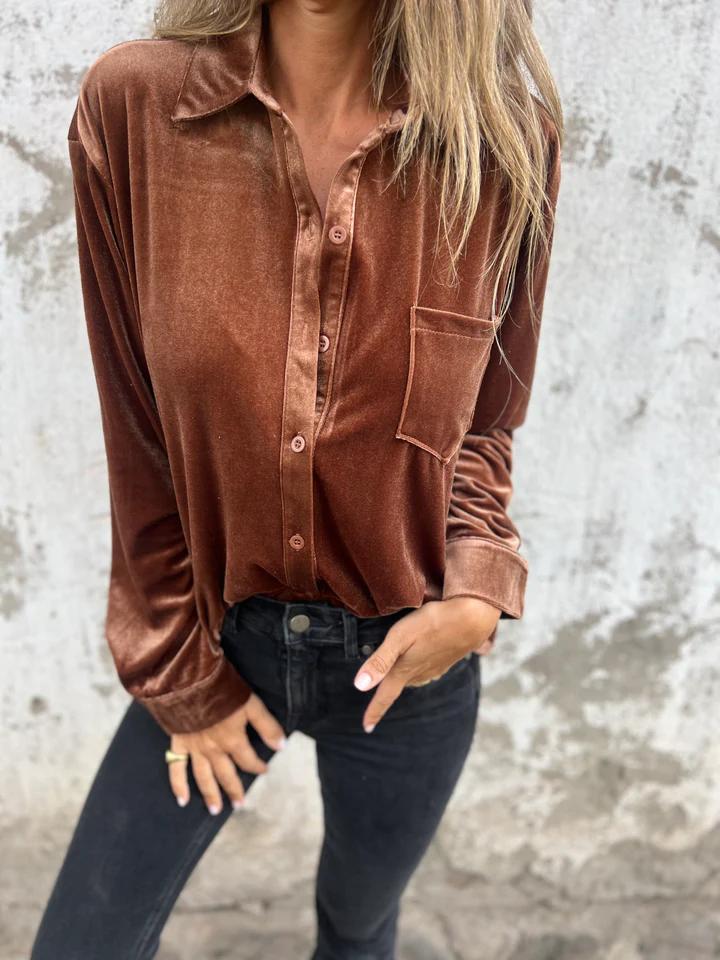 Catherine - Elegant Velvet Blouse